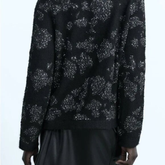 SEQUIN METALLIC THREAD KNIT CARDIGANBLACK size S - Picture 3 of 11